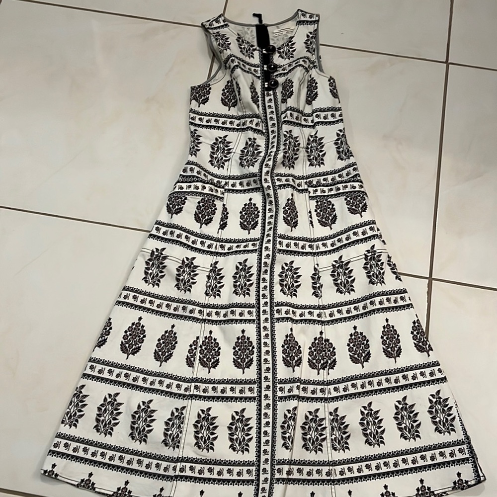 Anthropologie BOHO floral print A line midi  dress pockets zip back sz 6 small - Picture 2 of 6